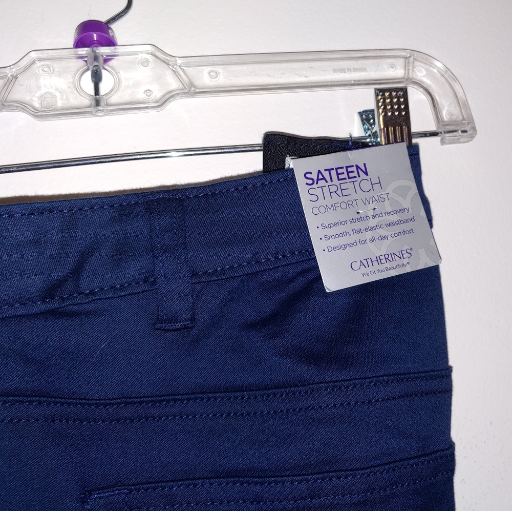NWT navy sateen stretch pants - Picture 2 of 5